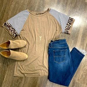 Trendy Top With Animal Print Detail